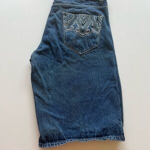 AVIREX MENS DENIM SHORTS SIZE 36x10 Blue Denim Shorts with Embroidered Pocket